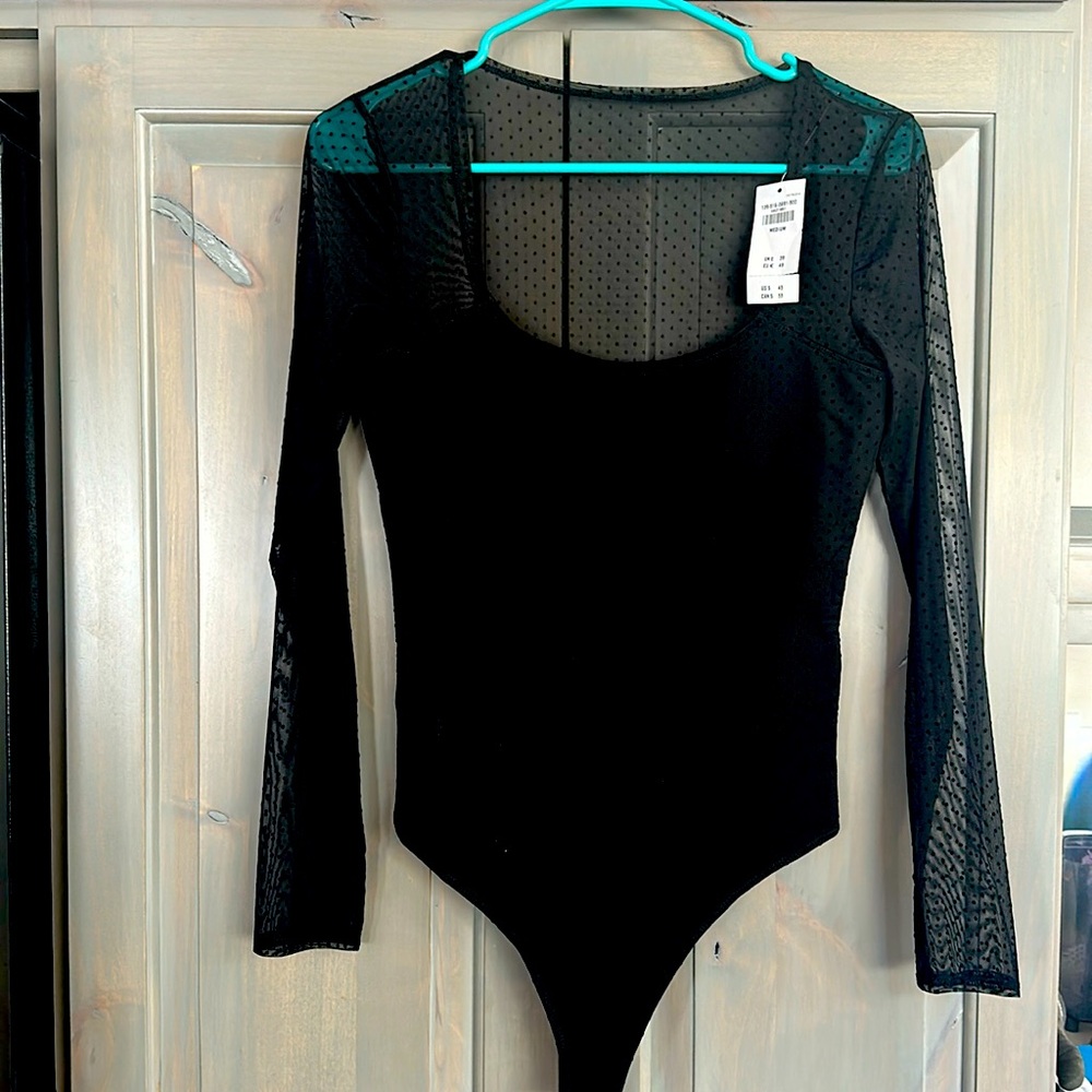 Sheer body suit with polka dot print
